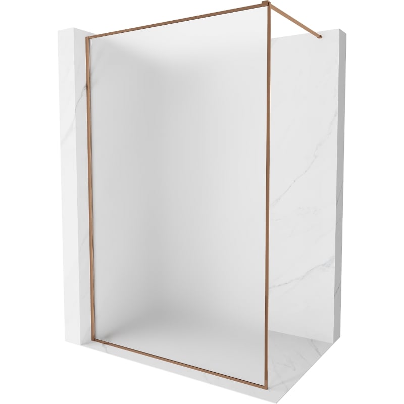 Mexen Kioto-F ścianka prysznicowa Walk-in z ramką 90 x 202 cm, szron 8 mm, różowe złoto - 800-090-104-60-30