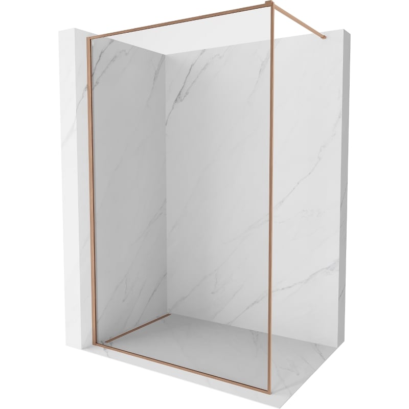 Mexen Kioto-F ścianka prysznicowa Walk-in z ramką 50 x 202 cm, transparent 8 mm, miedź szczotkowana - 800-050-104-65-00