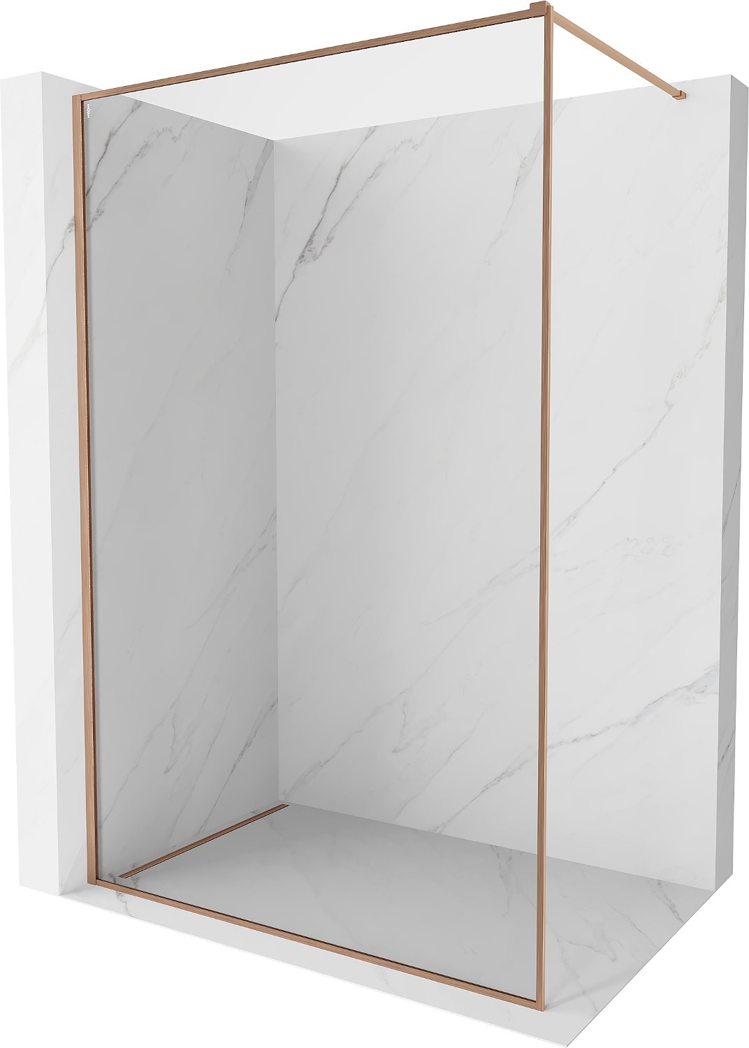 Mexen Kioto-F ścianka prysznicowa Walk-in z ramką 50 x 202 cm, transparent 8 mm, miedź szczotkowana - 800-050-104-65-00