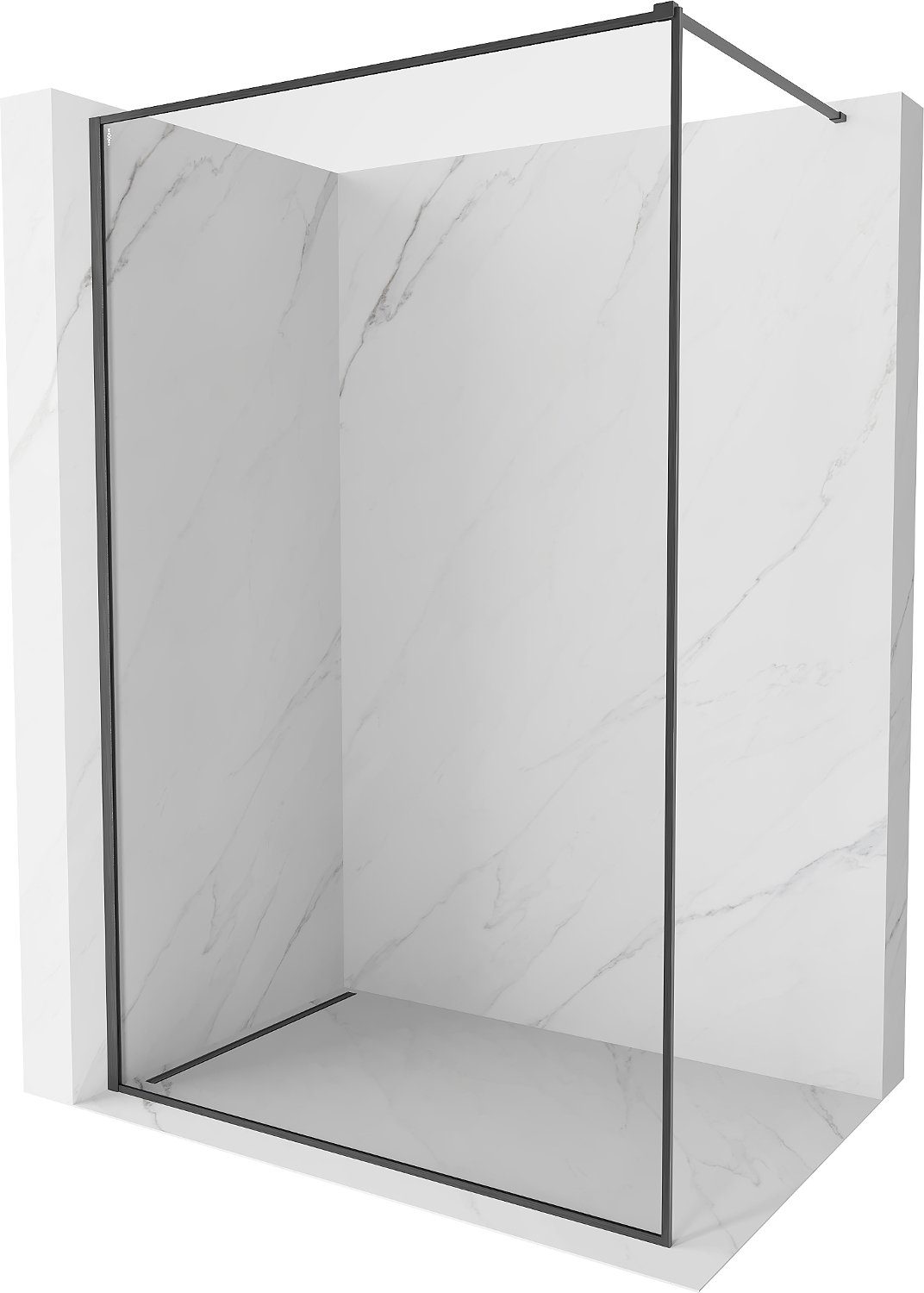 Mexen Kioto-F ścianka prysznicowa Walk-in z ramką 180 x 202 cm, transparent 8 mm, gun gray szczotkowany - 800-180-104-66-00