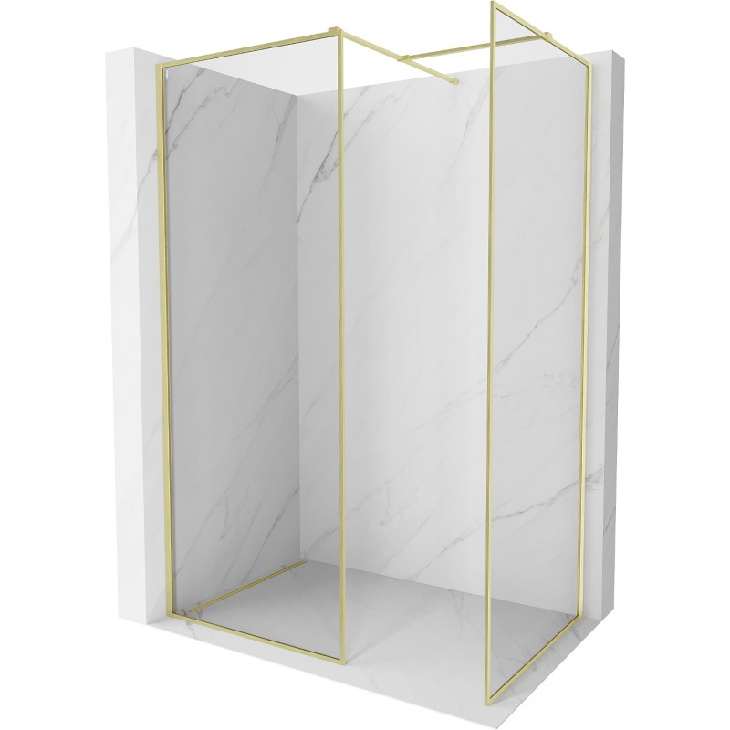 Mexen Kioto-F ścianka prysznicowa Walk-in z ramką 100 x 70 cm, transparent 8 mm, złota szczotkowana - 800-100-202-04-55-070