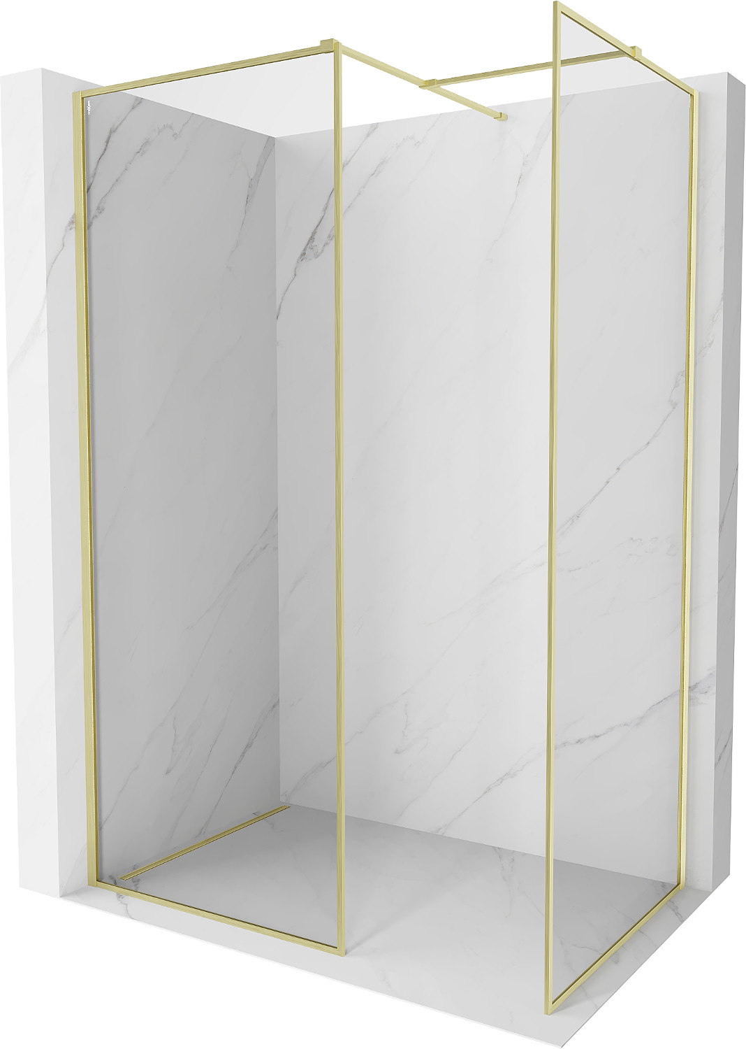 Mexen Kioto-F ścianka prysznicowa Walk-in z ramką 100 x 70 cm, transparent 8 mm, złota szczotkowana - 800-100-202-04-55-070