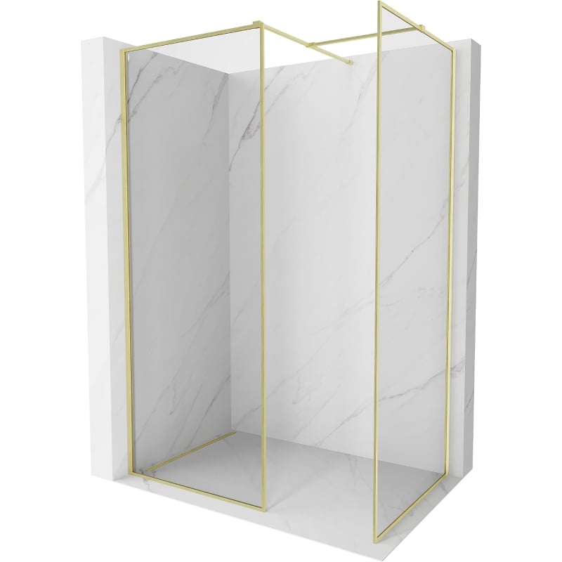 Mexen Kioto-F ścianka prysznicowa Walk-in z ramką 90 x 90 cm, transparent 8 mm, złota szczotkowana - 800-090-202-04-55-090