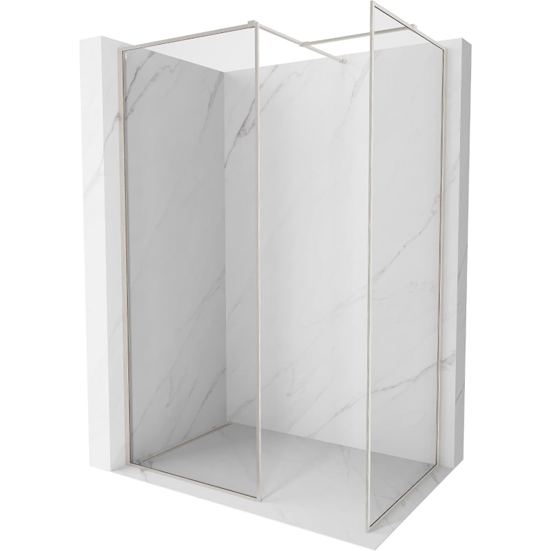 Mexen Kioto-F ścianka prysznicowa Walk-in z ramką 140 x 85 cm, transparent 8 mm, nikiel szczotkowany - 800-140-202-04-97-085