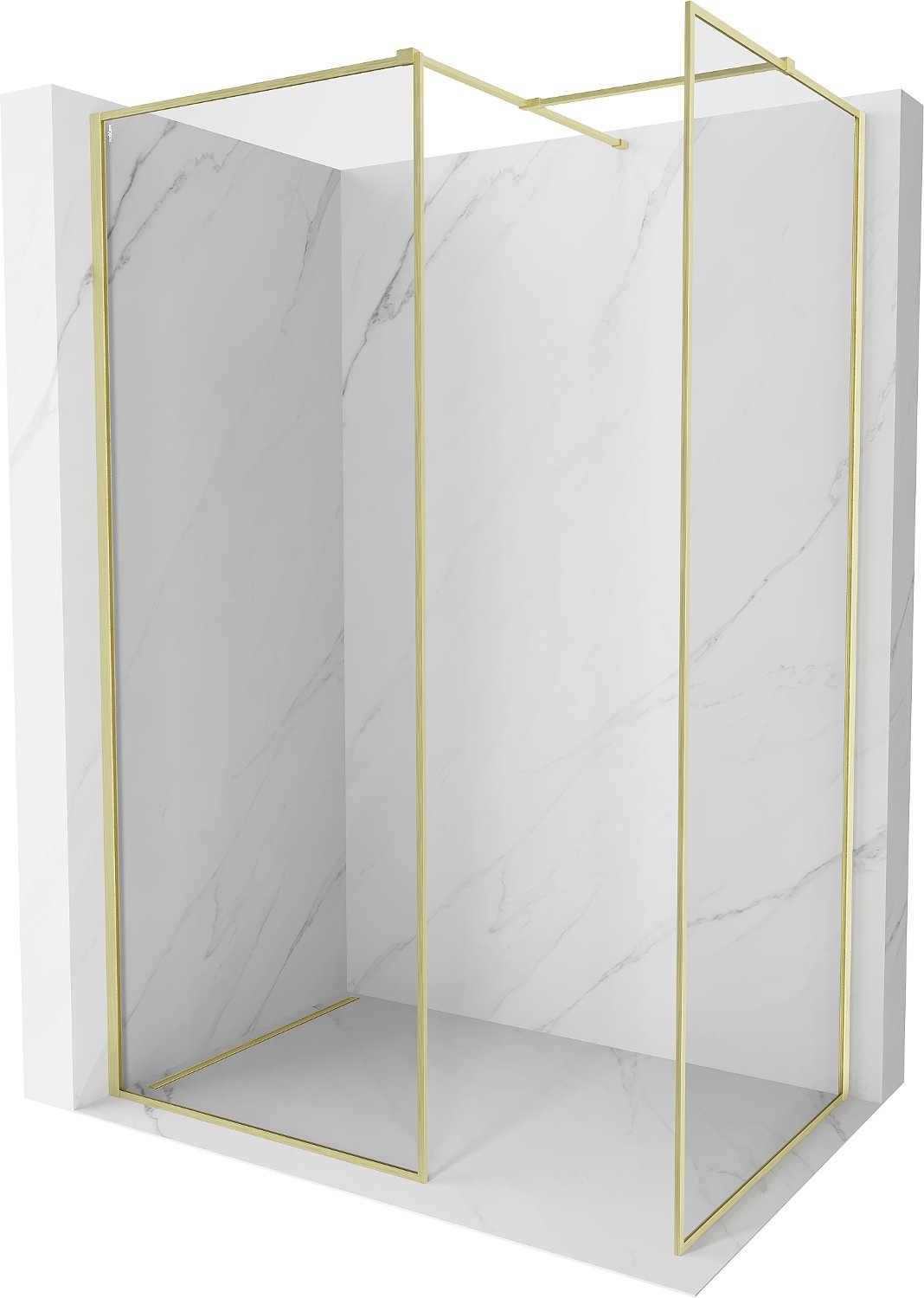 Mexen Kioto-F ścianka prysznicowa Walk-in z ramką 145 x 100 cm, transparent 8 mm, złota szczotkowana - 800-145-202-04-55-100