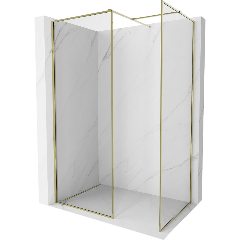 Mexen Kioto-F ścianka prysznicowa Walk-in z ramką 145 x 70 cm, transparent 8 mm, złota - 800-145-202-04-50-070