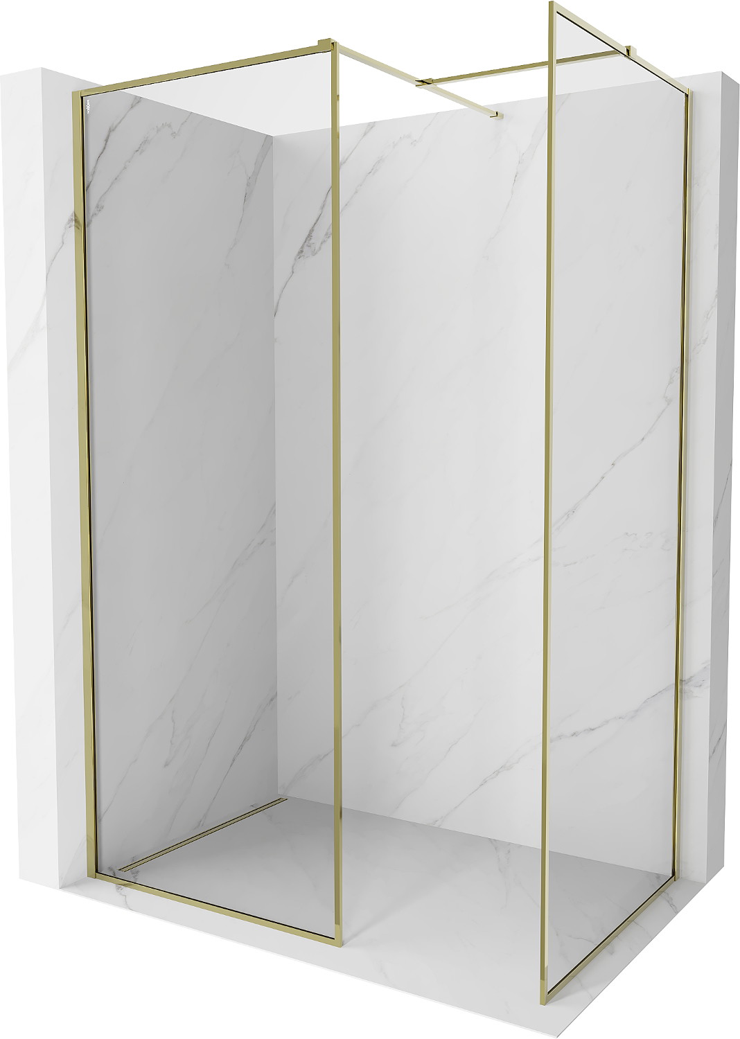 Mexen Kioto-F ścianka prysznicowa Walk-in z ramką 145 x 70 cm, transparent 8 mm, złota - 800-145-202-04-50-070