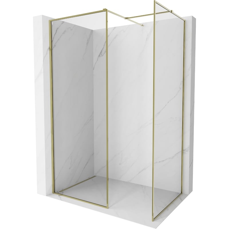 Mexen Kioto-F ścianka prysznicowa Walk-in z ramką 140 x 80 cm, transparent 8 mm, złota - 800-140-202-04-50-080