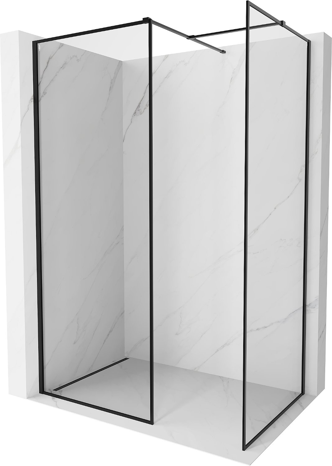 Mexen Kioto-F ścianka prysznicowa Walk-in z ramką 80 x 70 cm, transparent 8 mm, czarna - 800-080-202-04-70-070