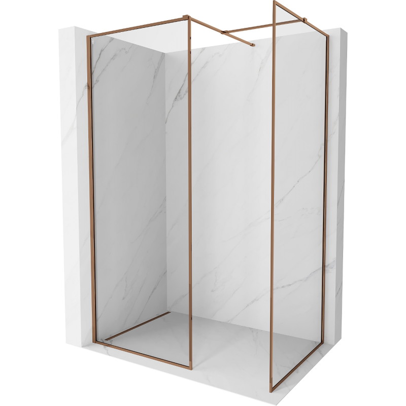 Mexen Kioto-F ścianka prysznicowa Walk-in z ramką 80 x 70 cm, transparent 8 mm, różowe złoto - 800-080-202-04-60-070