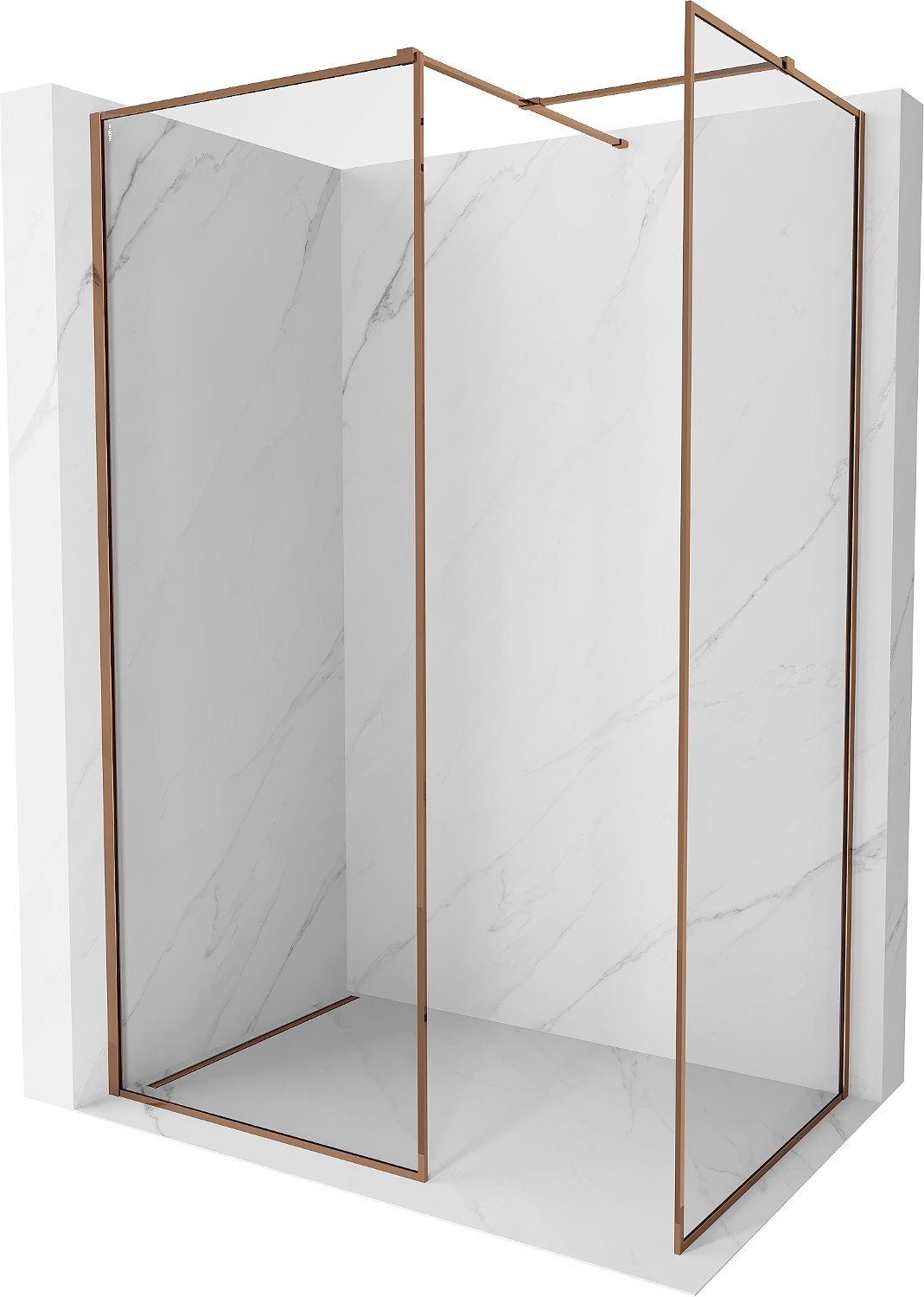 Mexen Kioto-F ścianka prysznicowa Walk-in z ramką 80 x 70 cm, transparent 8 mm, różowe złoto - 800-080-202-04-60-070