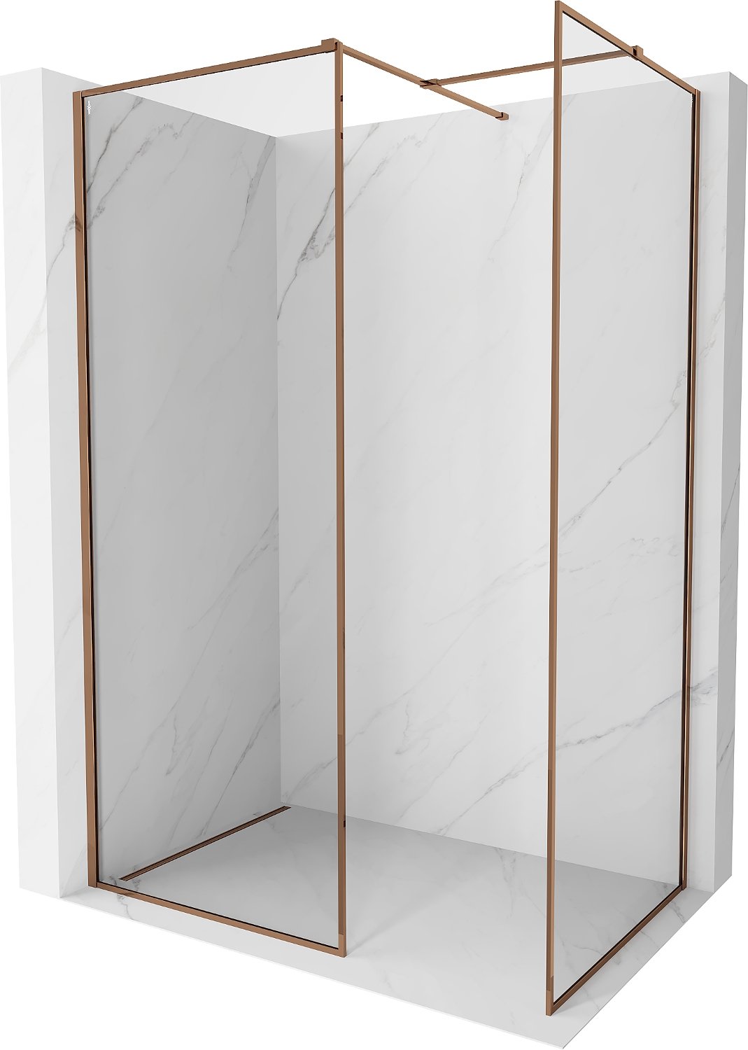 Mexen Kioto-F ścianka prysznicowa Walk-in z ramką 90 x 70 cm, transparent 8 mm, różowe złoto - 800-090-202-04-60-070