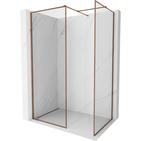 Mexen Kioto-F ścianka prysznicowa Walk-in z ramką 125 x 70 cm, transparent 8 mm, różowe złoto - 800-125-202-04-60-070