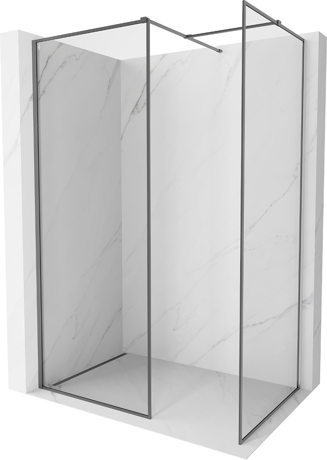 Mexen Kioto-F ścianka prysznicowa Walk-in z ramką 70 x 70 cm, transparent 8 mm, gun metal - 800-070-202-04-95-070