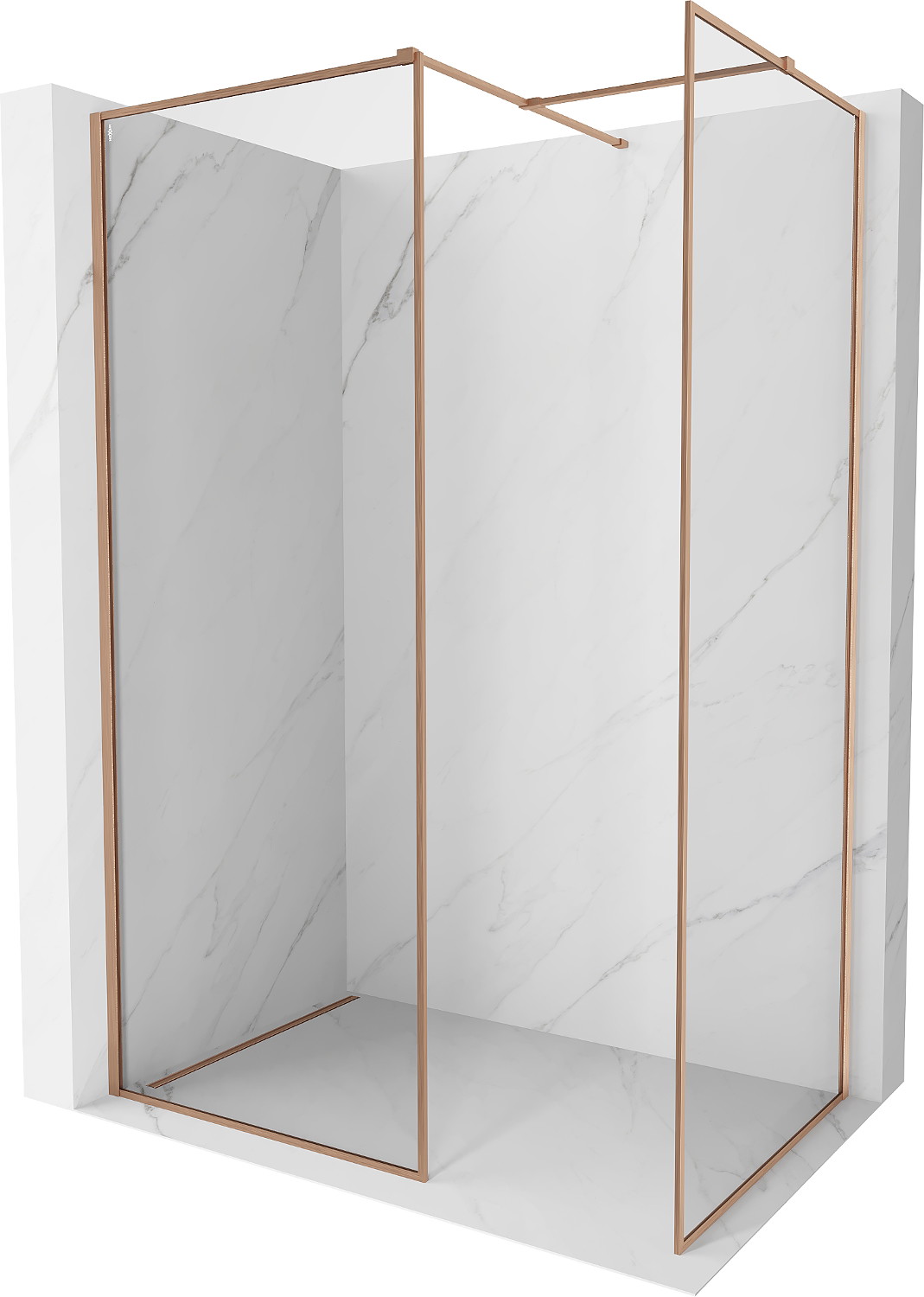 Mexen Kioto-F ścianka prysznicowa Walk-in z ramką 70 x 70 cm, transparent 8 mm, miedź szczotkowana - 800-070-202-04-65-070