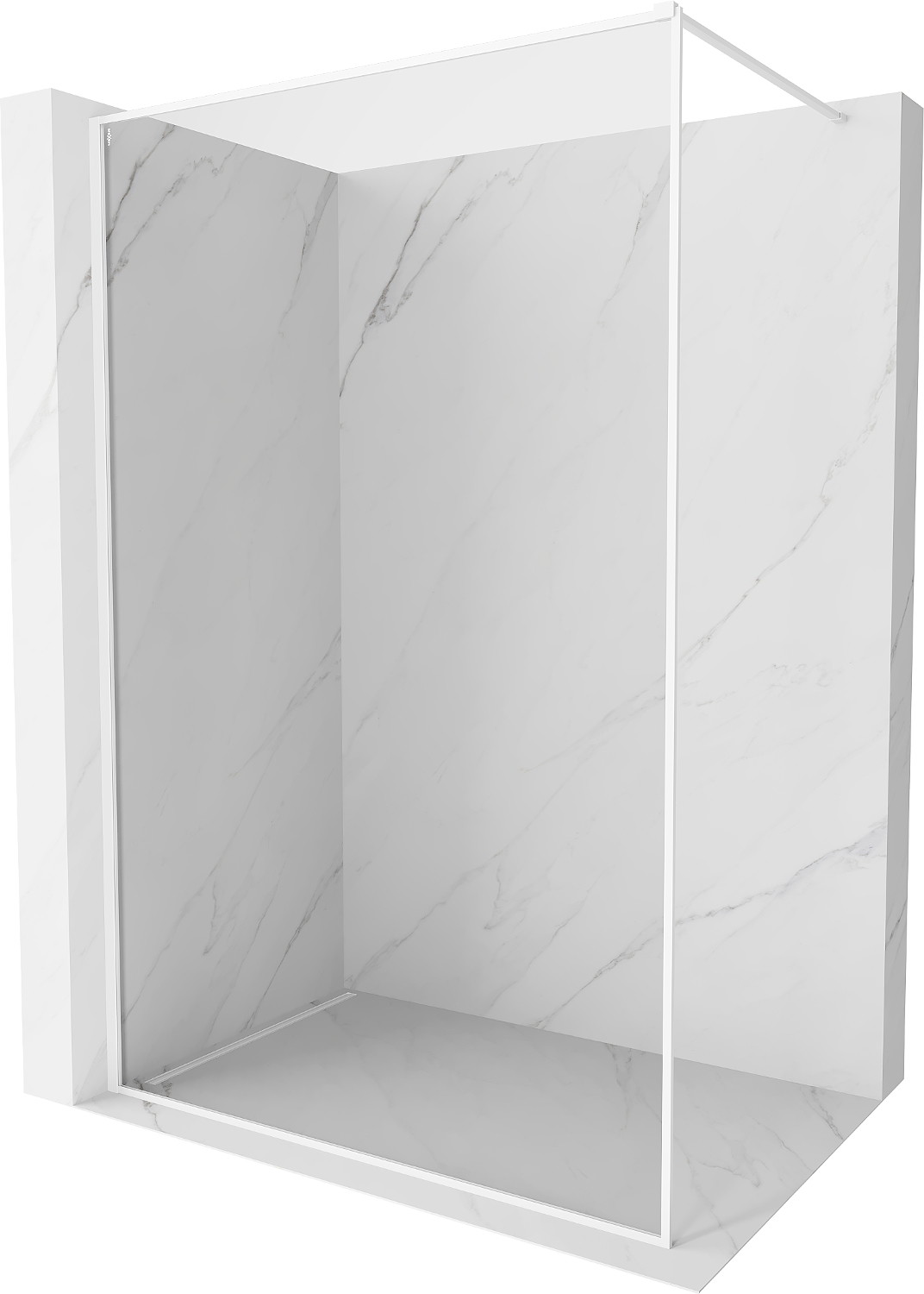 Mexen Kioto-XF ścianka prysznicowa Walk-in z ramką 90 x 202 cm, transparent 10 mm, biała - 800-090-104-20-00-X