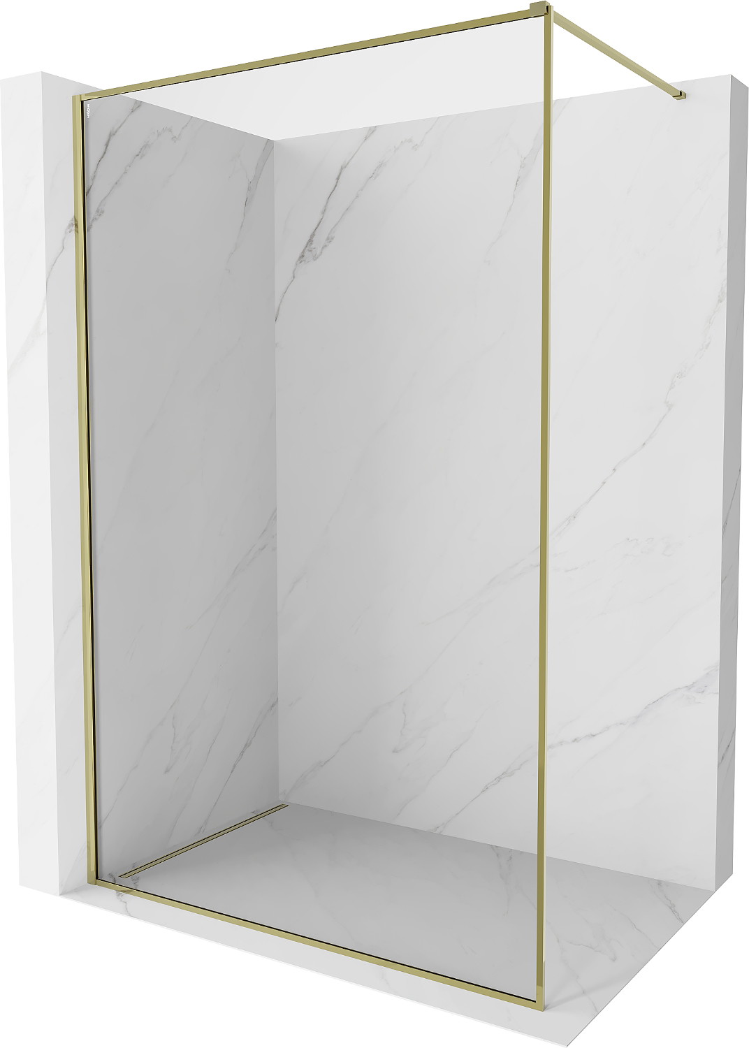 Mexen Kioto-XF ścianka prysznicowa Walk-in z ramką 100 x 202 cm, transparent 10 mm, złota - 800-100-104-50-00-X