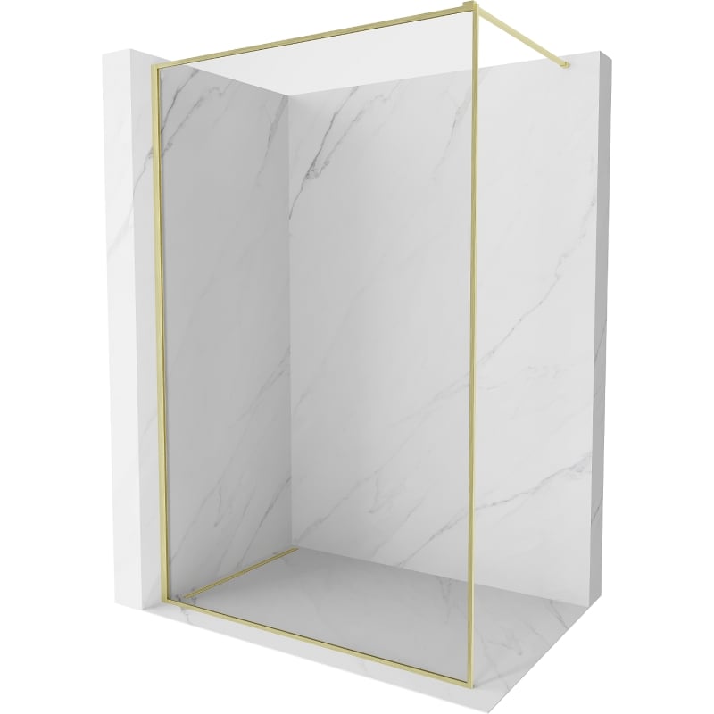 Mexen Kioto-XF ścianka prysznicowa Walk-in z ramką 50 x 202 cm, transparent 10 mm, złota szczotkowana - 800-050-104-55-00-X