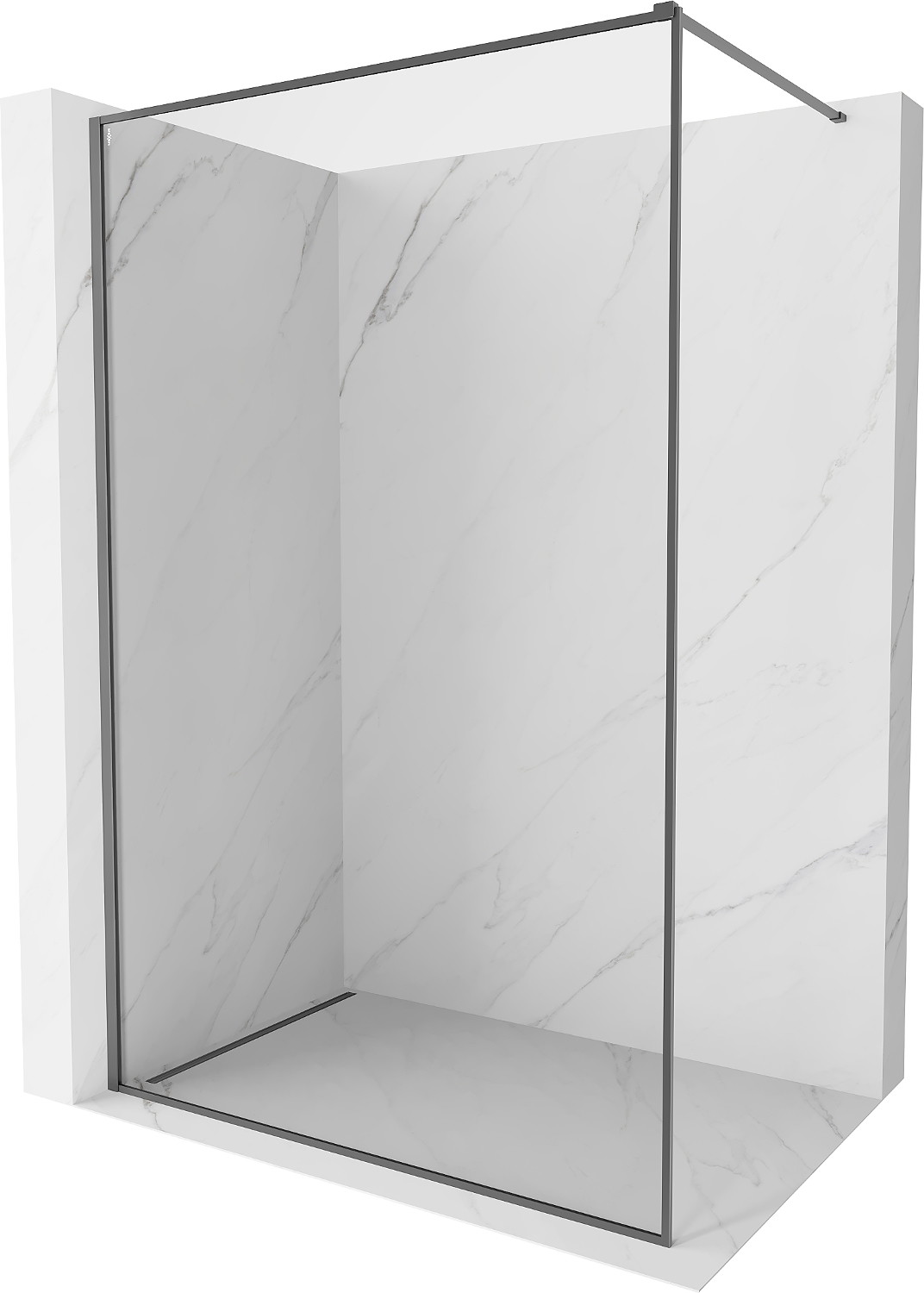 Mexen Kioto-XF ścianka prysznicowa Walk-in z ramką 60 x 202 cm, transparent 10 mm, gun metal - 800-060-104-95-00-X