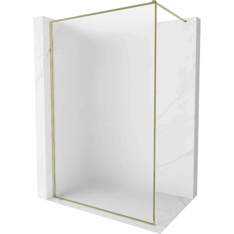 Mexen Kioto-XF ścianka prysznicowa Walk-in z ramką 140 x 202 cm, szron 10 mm, złota - 800-140-104-50-30-X