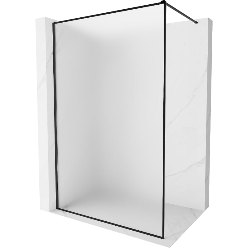 Mexen Kioto-XF ścianka prysznicowa Walk-in z ramką 80 x 202 cm, szron 10 mm, czarna - 800-080-104-70-30-X