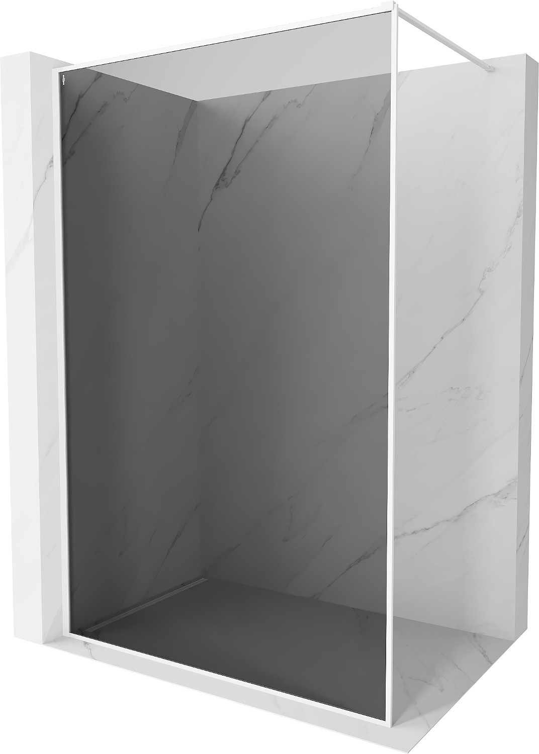 Mexen Kioto-XF ścianka prysznicowa Walk-in z ramką 100 x 202 cm, grafit 10 mm, biała - 800-100-104-20-40-X