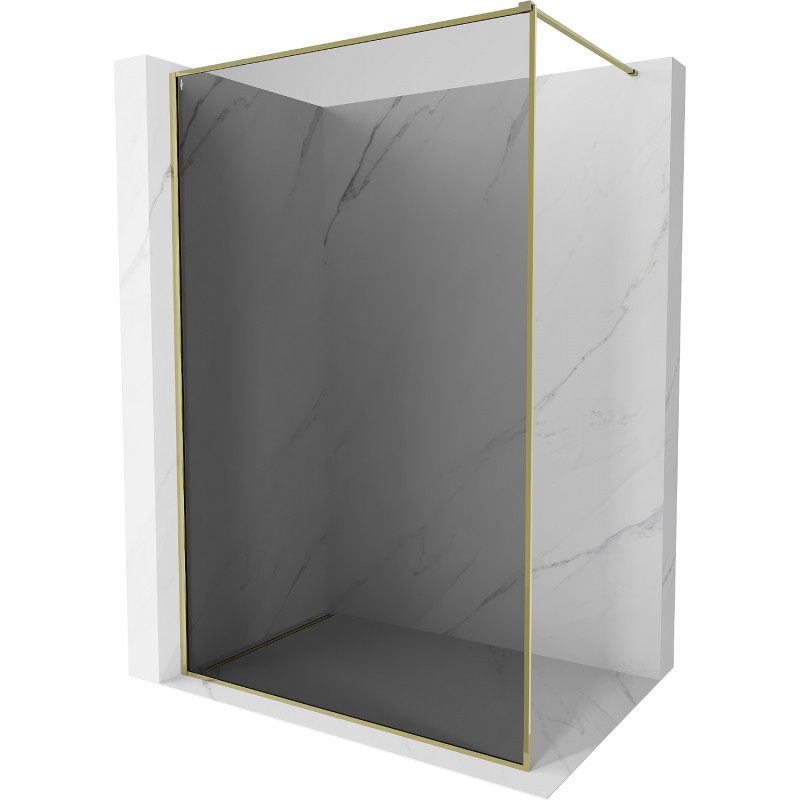 Mexen Kioto-XF ścianka prysznicowa Walk-in z ramką 110 x 202 cm, grafit 10 mm, złota - 800-110-104-50-40-X