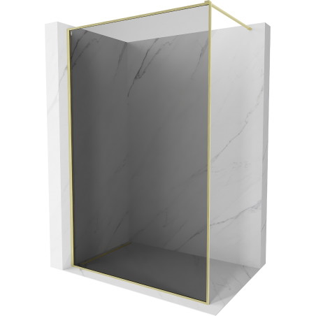 Mexen Kioto-XF ścianka prysznicowa Walk-in z ramką 130 x 202 cm, grafit 10 mm, złota szczotkowana - 800-130-104-55-40-X