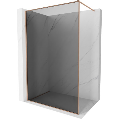 Mexen Kioto-XF ścianka prysznicowa Walk-in z ramką 50 x 202 cm, grafit 10 mm, miedź szczotkowana - 800-050-104-65-40-X