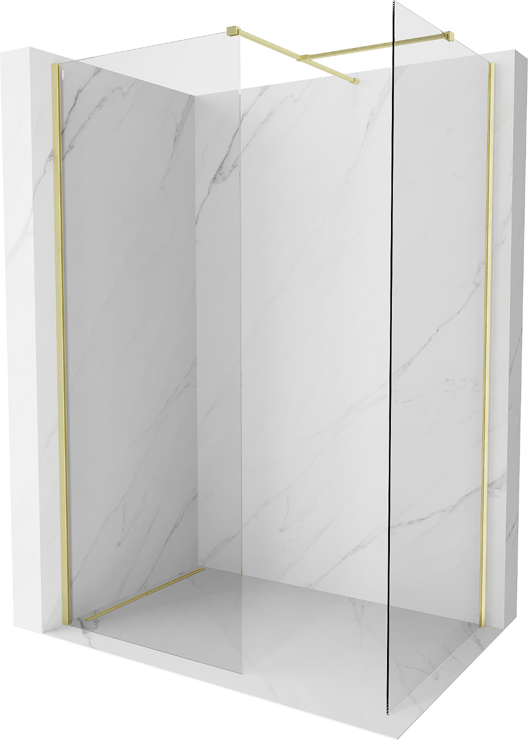 Mexen Kioto-X ścianka prysznicowa Walk-in 140 x 70 cm, transparent 10 mm, złota szczotkowana - 800-140-202-55-00-070-X