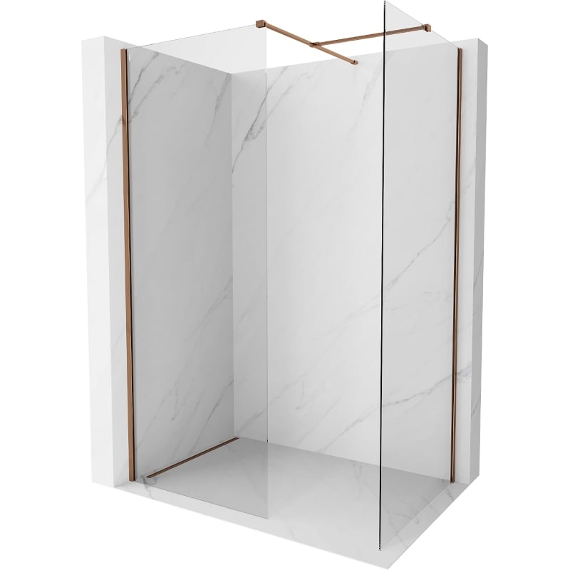 Mexen Kioto-X ścianka prysznicowa Walk-in 110 x 70 cm, transparent 10 mm, różowe złoto - 800-110-202-60-00-070-X