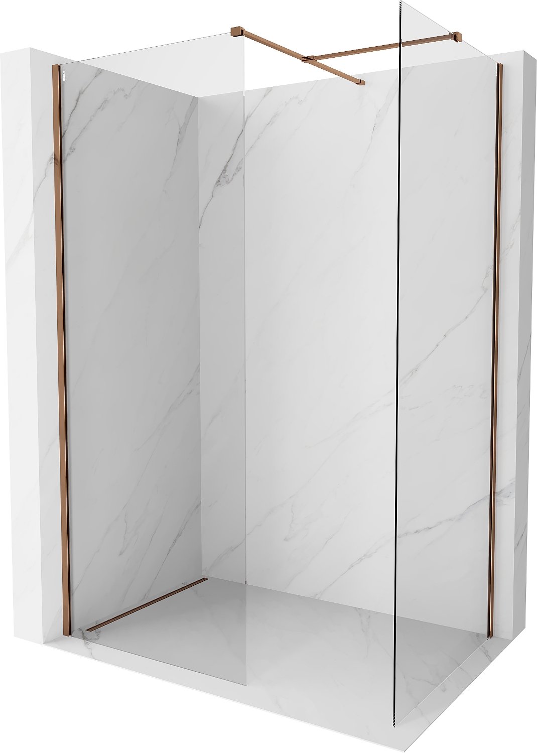 Mexen Kioto-X ścianka prysznicowa Walk-in 110 x 70 cm, transparent 10 mm, różowe złoto - 800-110-202-60-00-070-X