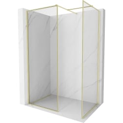 Mexen Kioto-XF ścianka prysznicowa Walk-in z ramką 160 x 80 cm, transparent 10 mm, złota szczotkowana - 800-160-202-04-55-080-XF