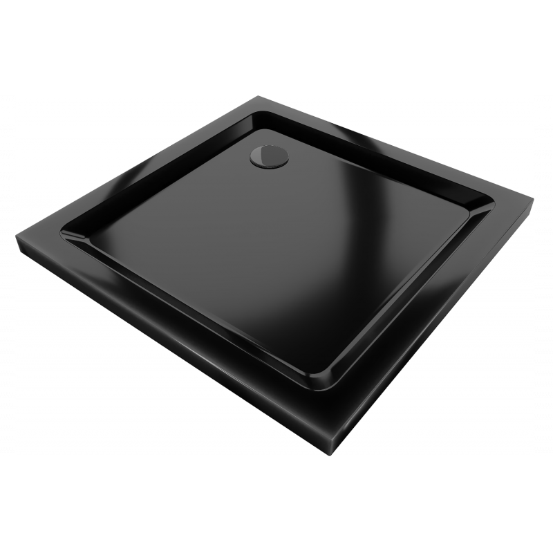 Mexen Flat brodzik kwadratowy slim 70 x 70 cm, czarny, syfon czarny - 40707070B