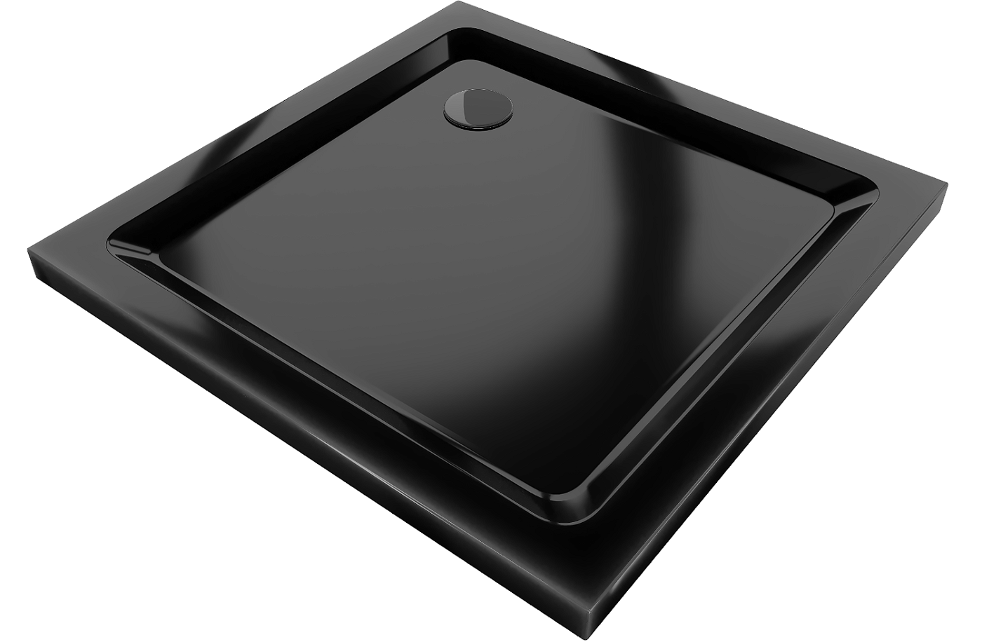 Mexen Flat brodzik kwadratowy slim 70 x 70 cm, czarny, syfon czarny - 40707070B