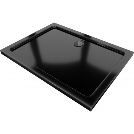 Mexen Flat brodzik prostokątny slim 80 x 70 cm, czarny, syfon czarny - 40707080B