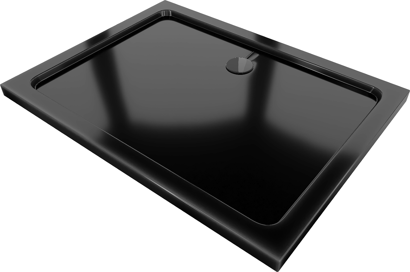 Mexen Flat brodzik prostokątny slim 140 x 80 cm, czarny, syfon czarny - 40708014B