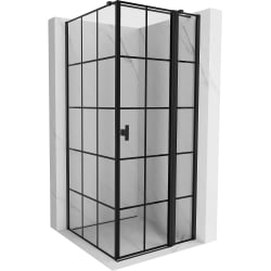 Mexen Mist T kabina prysznicowa uchylna prawa 120 x 120 cm, czarna kratka, czarna - 8A4T-120-120-70-77-P
