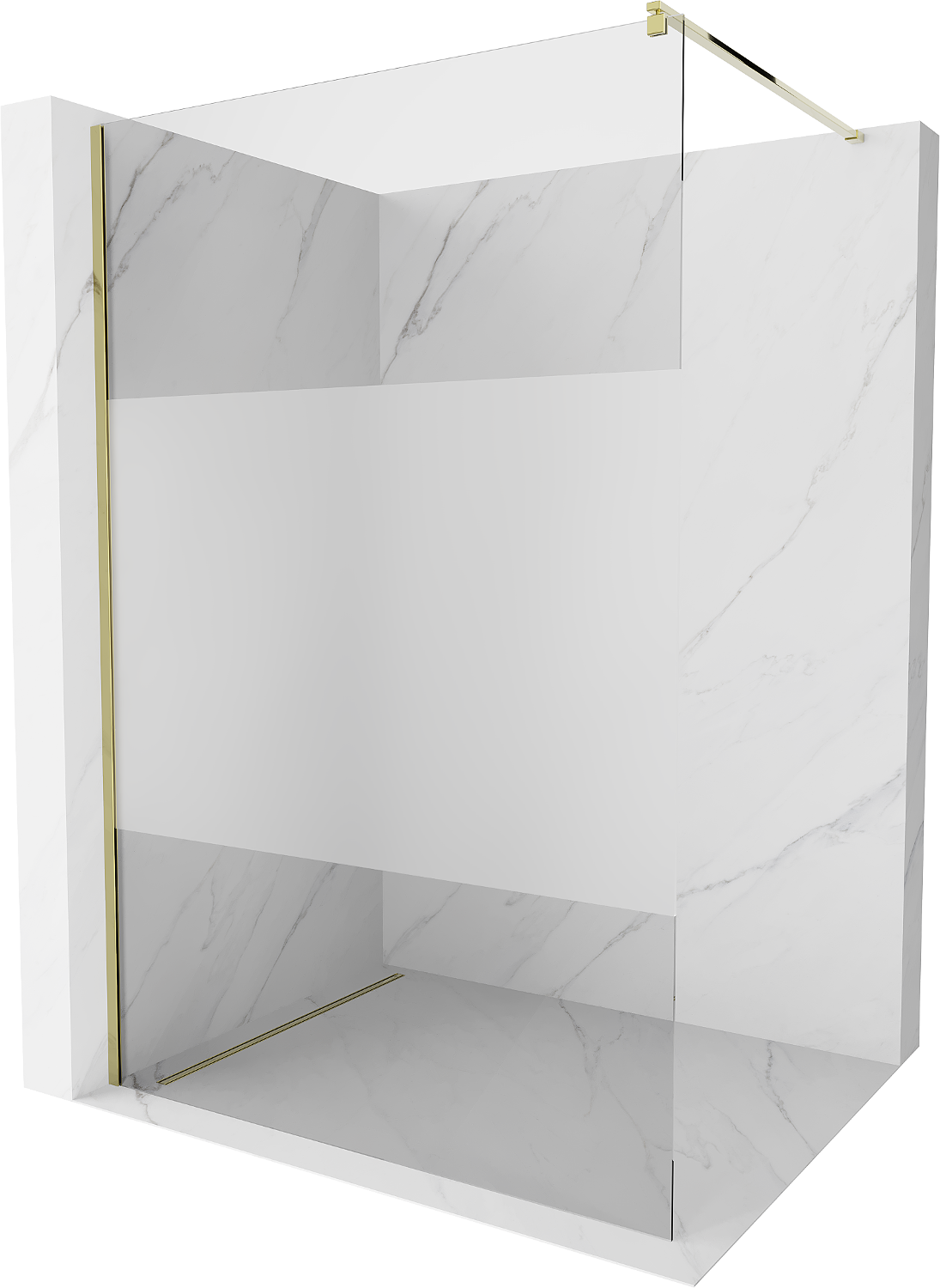 Mexen Kioto ścianka prysznicowa Walk-in 100 x 200 cm, transparent/szron 8 mm, złota - 800-100-101-50-35