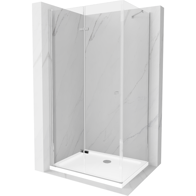 Mexen Lima kabina prysznicowa składana 100 x 70 cm, transparent, chrom + brodzik Flat - 856-100-070-01-00-4010