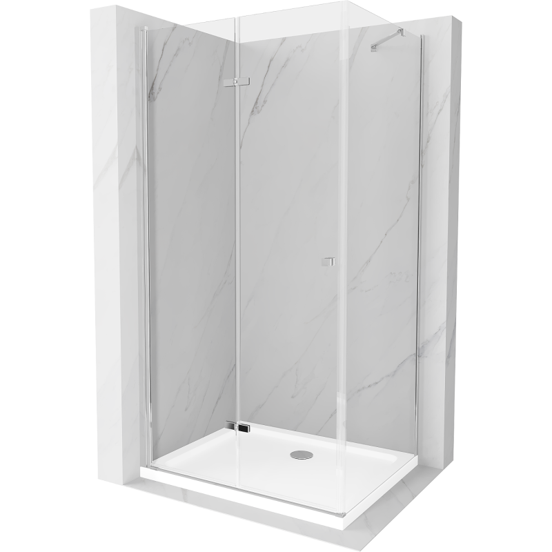 Mexen Lima kabina prysznicowa składana 100 x 90 cm, transparent, chrom + brodzik Flat - 856-100-090-01-00-4010