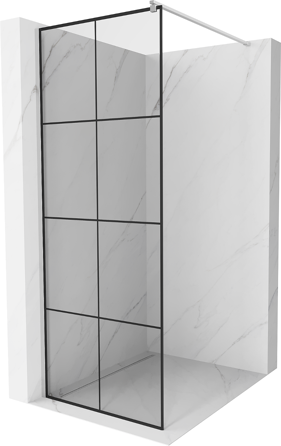 Mexen Kioto ścianka prysznicowa 70 x 200 cm, transparent/czarny wzór 8 mm, chrom - 800-070-101-01-77