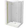 Mexen Lima kabina prysznicowa składana 80 x 100 cm, transparent, złota + brodzik Flat - 856-080-100-50-00-4010