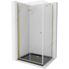 Mexen Lima kabina prysznicowa składana 90 x 100 cm, transparent, złota + brodzik Flat, czarny - 856-090-100-50-00-4070G