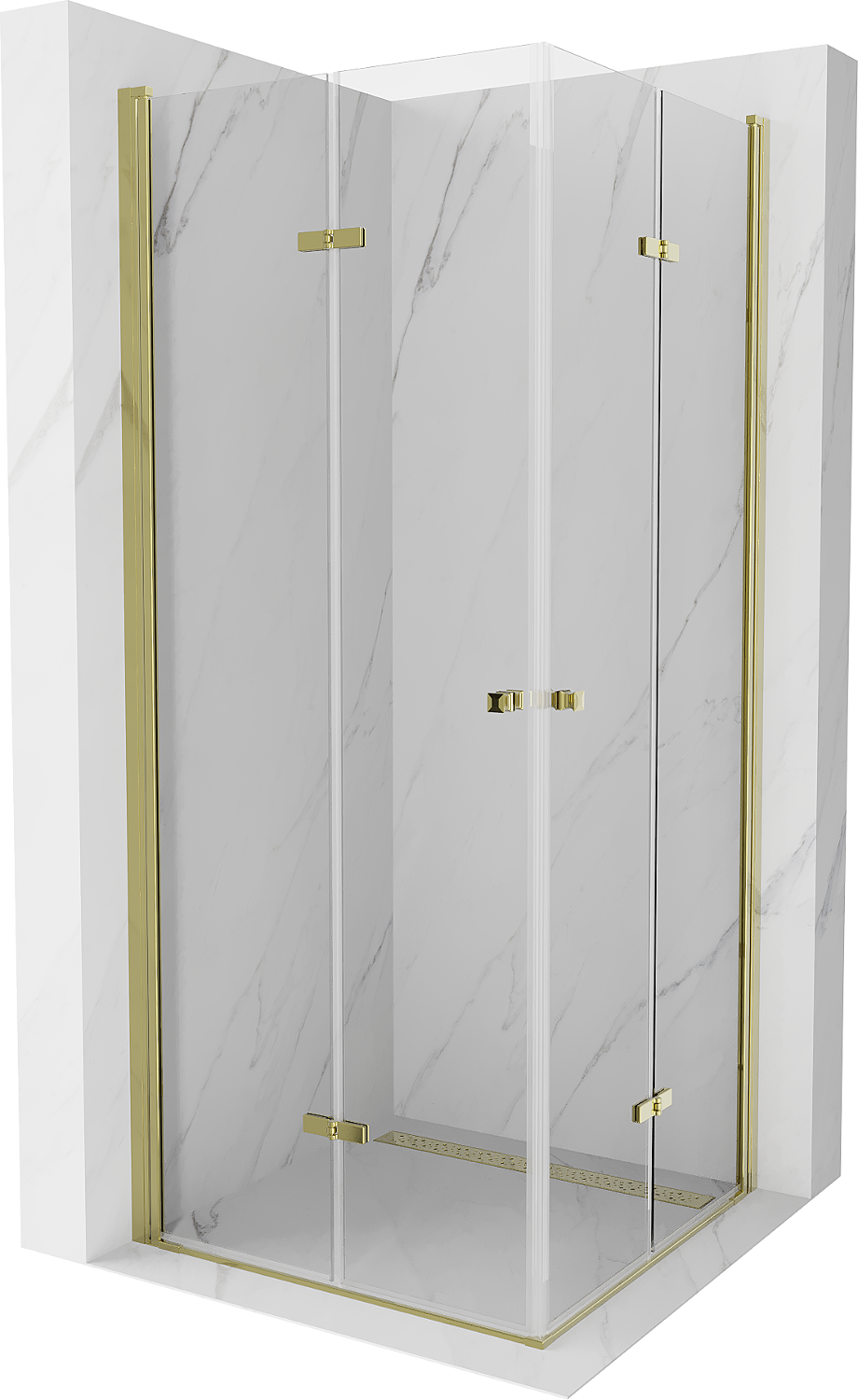 Mexen Lima Duo kabina prysznicowa składana 70 x 70 cm, transparent, złota - 856-070-070-50-00-02