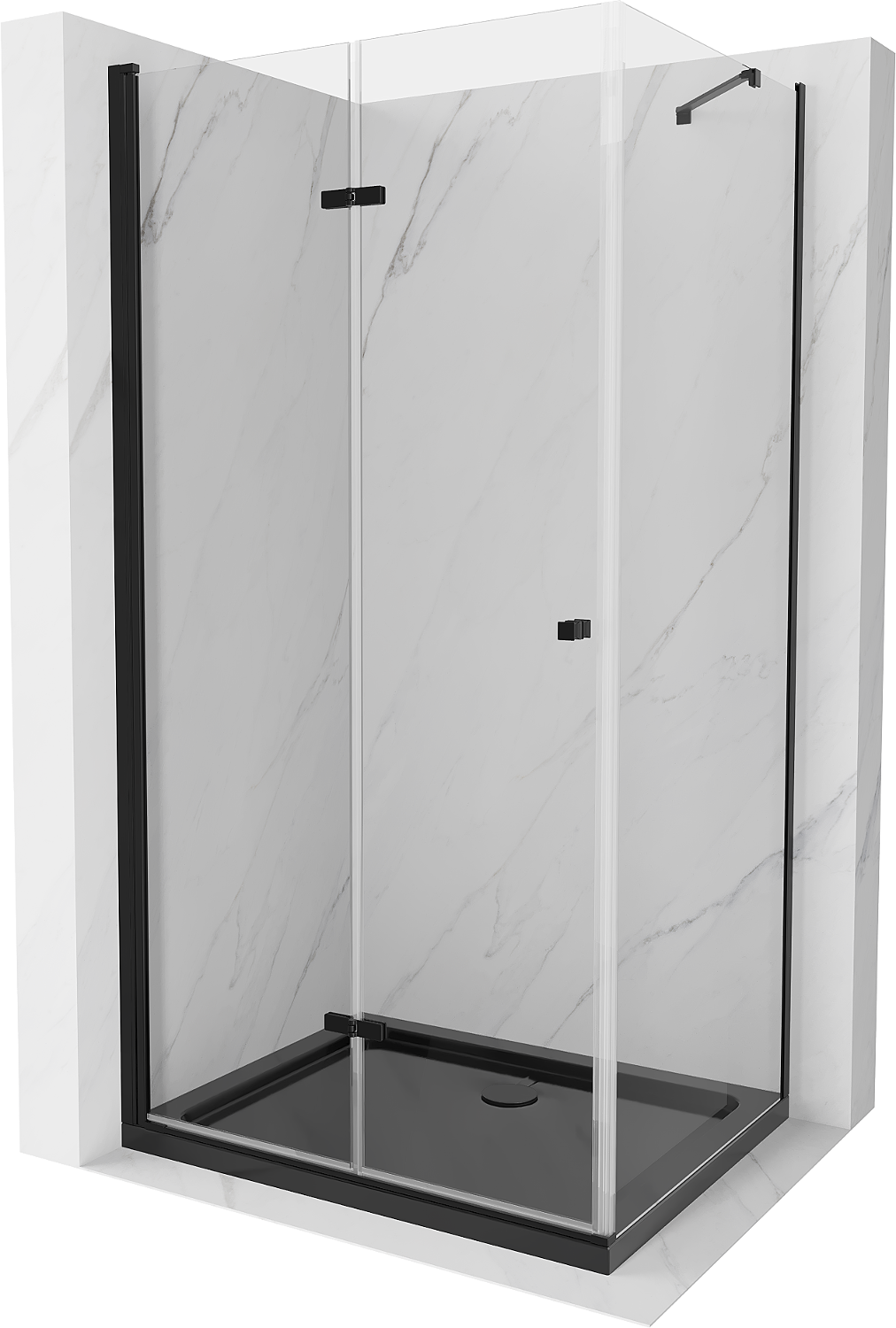 Mexen Lima kabina prysznicowa składana 90 x 120 cm, transparent, czarna + brodzik Flat, czarny - 856-090-120-70-00-4070B