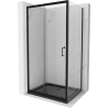 Mexen Apia kabina prysznicowa rozsuwana 140 x 100 cm, transparent, czarna + brodzik Flat, czarny - 840-140-100-70-00-4070B