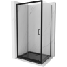 Mexen Apia kabina prysznicowa rozsuwana 130 x 80 cm, transparent, czarna + brodzik Flat, czarny - 840-130-080-70-00-4070B