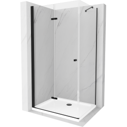 Mexen Lima kabina prysznicowa składana 100 x 70 cm, transparent, czarna + brodzik Flat, biały - 856-100-070-70-00-4010B