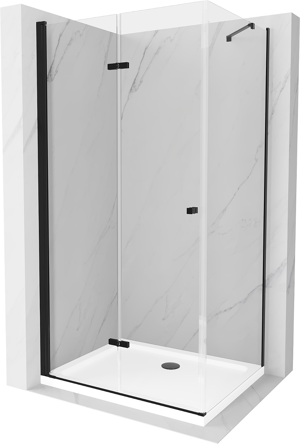Mexen Lima kabina prysznicowa składana 120 x 70 cm, transparent, czarna + brodzik Flat, biały - 856-120-070-70-00-4010B